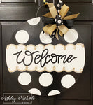 Black & White Polka Dot NEUTRAL Plaque Door Hanger