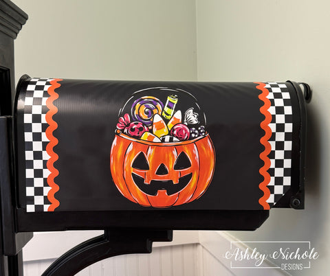 Sweet & Spooky Candy Bucket - Magnetic Vinyl Mailbox Cover