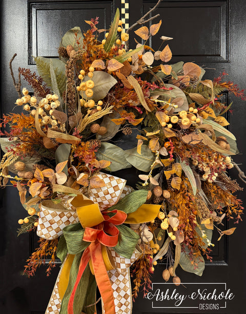 Crisp Magnolia, Nuts & Berries Fall Wreath