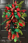 Christmas Bling Red & Green Jewel Teardrop Swag - 36"