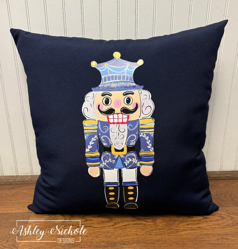 Custom Pillow - Chinoiserie - Nutcracker on Navy Outdoor Fabric