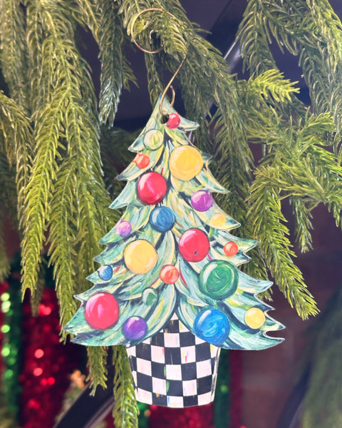 Christmas Tree Abstract Colorful - Acrylic Christmas Ornament