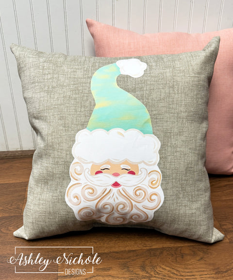 Custom Pillow - Santa's Beach Cottage on Tan Outdoor Fabric