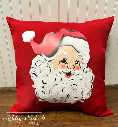 Custom Pillow - Santa Claus - RED/BLACK - Christmas on Red Outdoor Fabric