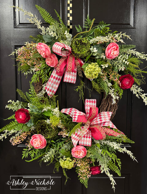 Blushing Rose Garden Round Wreath