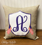 Custom-Traditional Crest Patriotic Initial Pillow