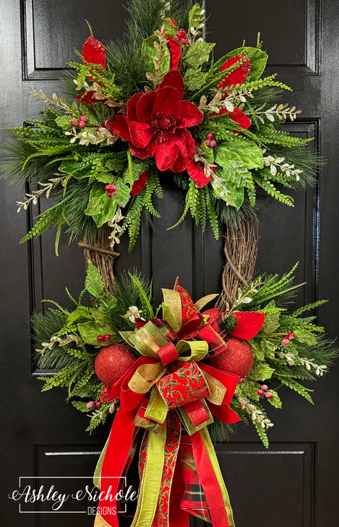 Elegant Magnolia Traditional Christmas Wreath