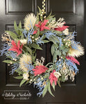 Boho Style Wreath with Blue Corals