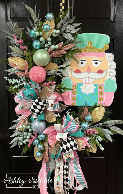 Pastels & Golds Nutcracker Christmas Wreath