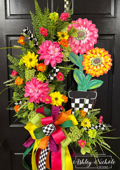 Cheerful Zinnia Wreath