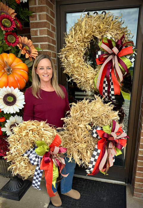 Corn Shuck Wreath - Choose from 3 sizes!