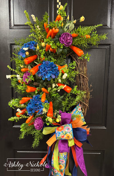 Carrots & Blooms Springtime Wreath