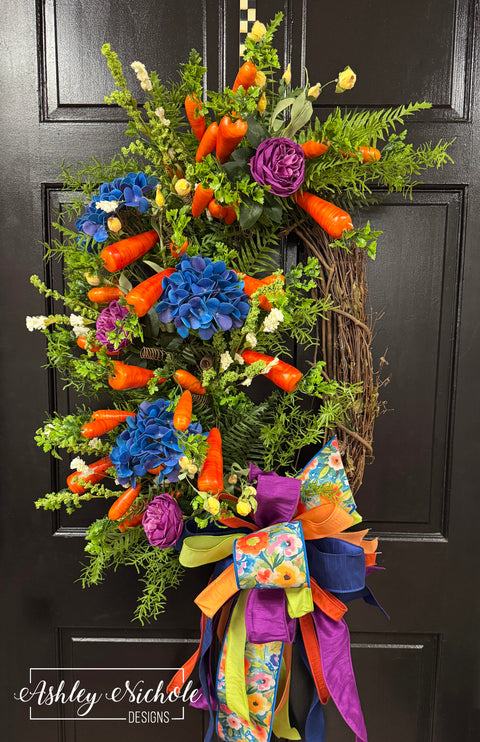 Carrots & Blooms Springtime Wreath - EASTER Sale Item 🐇