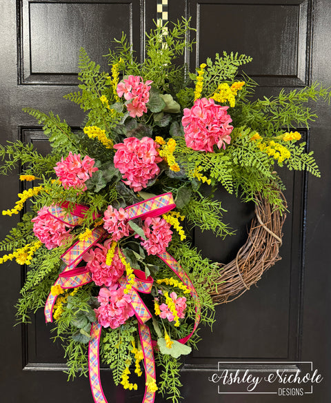Geranium Garden Wreath - PINK