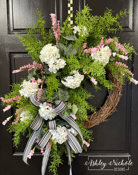 Geranium Garden Wreath - WHITE
