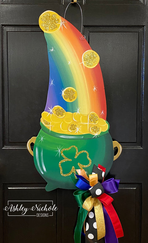 St. Patrick's Day - Rainbow Pot of Gold Door Hanger