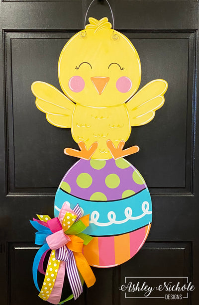 Chick -  Cute as a Button - Door Hanger