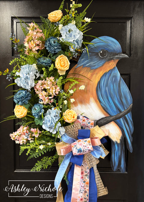 Garden Bluebird Wreath