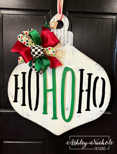 Ho Ho Ho METAL Ornament Door Hanger - By: Mud Pie