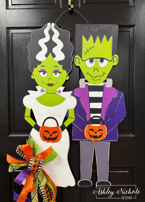 The Monster Mash - Frankenstein and his Bride Door Hanger (UV Printed)