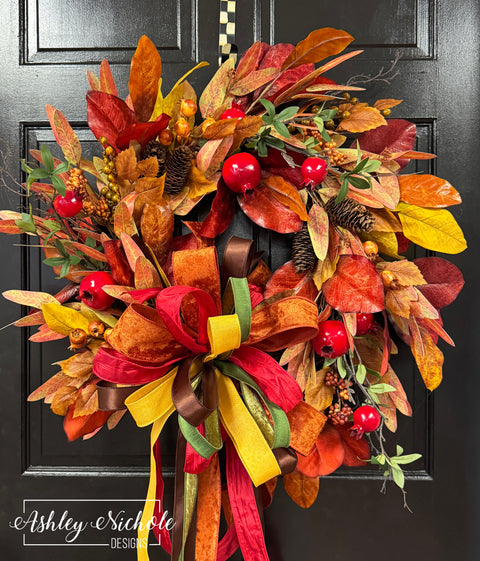 Pomegranate Fall Beauty Round Wreath