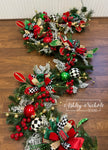 Garland - LIGHTED - Traditional - Matching Merry Christmas Plaque Wreath - 9'