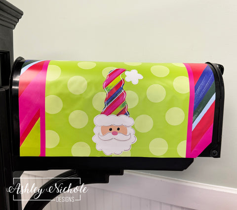 Santa - Colorful & Festive - Magnetic Vinyl Mailbox Cover