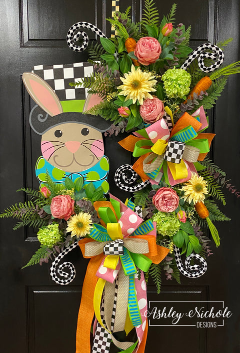 Bunny - Checkered Top Hat - Wreath