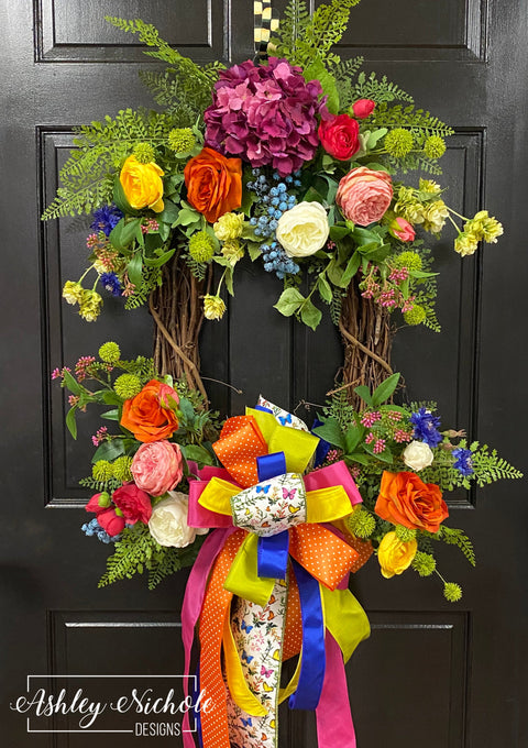 Spring Bouquet Oval Floral Wreath-Multi Colors