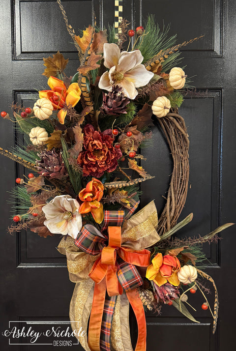 Autumn Breeze Magnolia Wreath