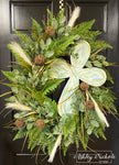 Abstract Cross - Neutrals Greenery Wreath