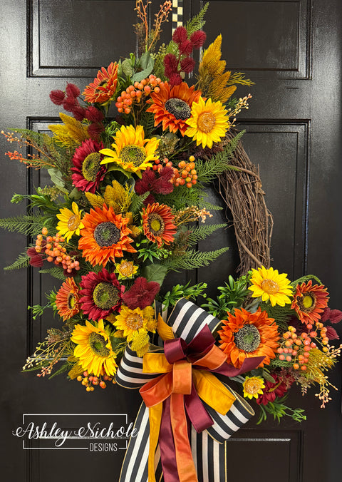Bursts of Sunflowers Fall Wreath