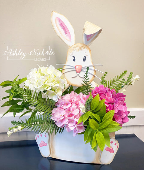 Bunny Metal Basket Floral Arrangement