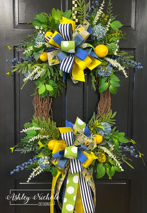 Blueberries & Lemons Oval Wreath