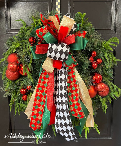 A Traditional Christmas Front Door Wreath