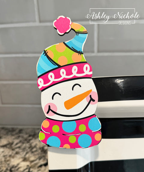 Colorful Patchwork Snowman - Christmas Winter Mini Piece (Magnet/Velcro)