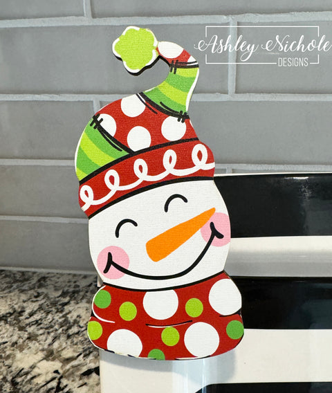 Christmas Colorful Patchwork Snowman - Christmas Winter Mini Piece (Magnet/Velcro)