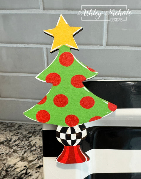 Christmas Tree - Gold Star & Checkered - Mini Piece (Magnet/Velcro)