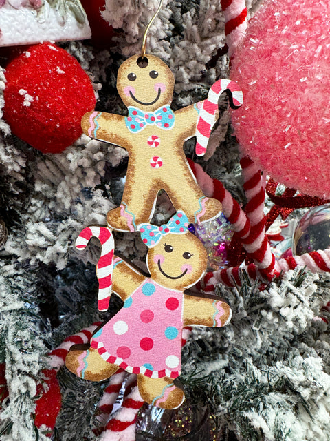 Pastel Gingerbread Cookie Stack - Wooden Christmas Ornament