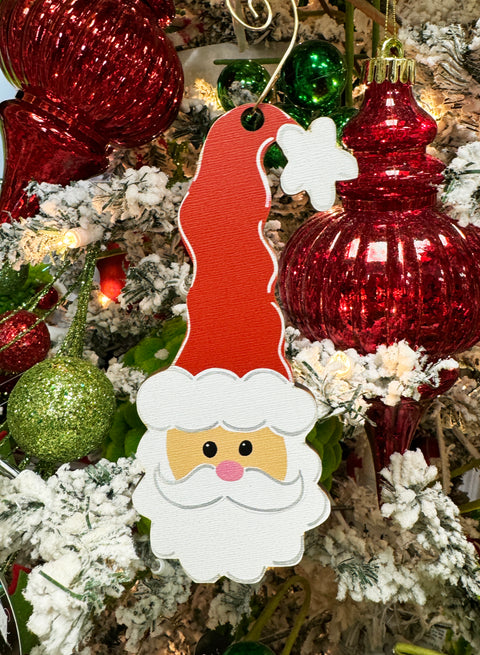 Santa - Tall Hat - Traditional - Wooden Christmas Ornament