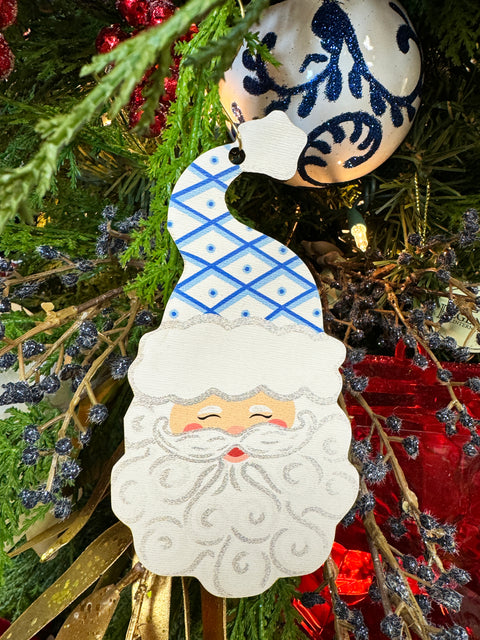 Santa - Jolly St. Nick - CHINOISERIE Style - Wooden Christmas Ornament