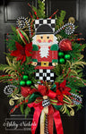 Checkered Nutcracker Oval Christmas Wreath