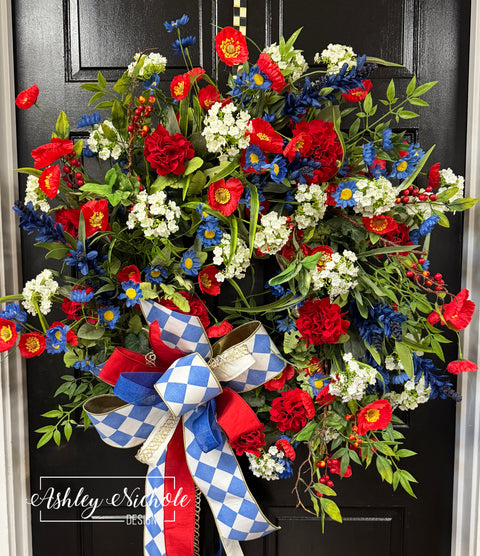 Red, White & Bloom Wreath (OVERSIZED)