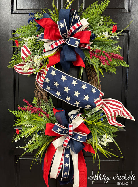American Flag Banner Wreath
