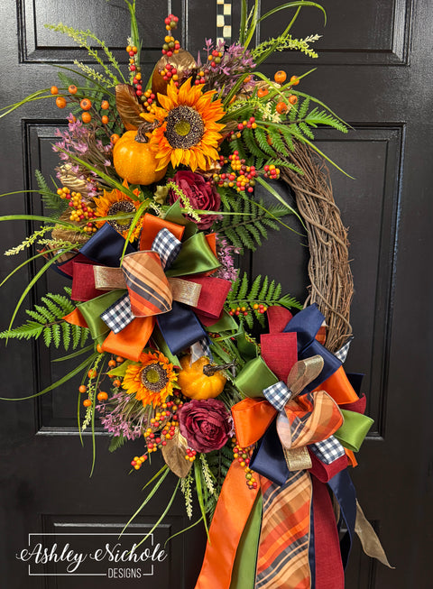 Sunflowers Pumpkins & Berries Oh My! Fall Wreath