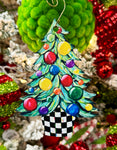 Christmas Tree Abstract Colorful - Wooden Christmas Ornament