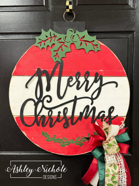 READY TO SHIP - Merry Christmas Ornament Shape Wall or Door Hanger