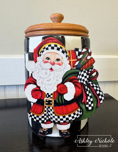 Elegant Checkered Christmas Santa - Christmas Mini Piece (Magnet/Velcro)