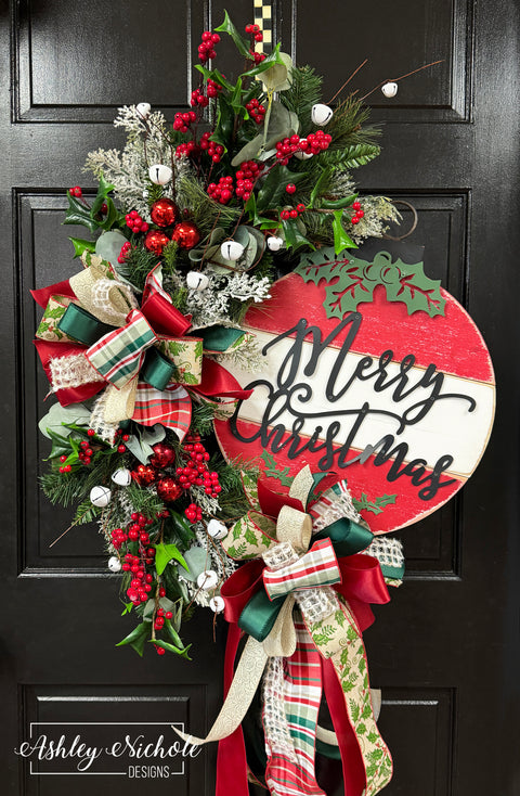 READY TO SHIP - "Merry Christmas" Traditional Ornament Wreath