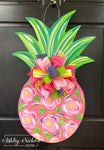Pineapple - Pink Floral - Door Hanger